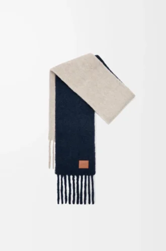 Sciarpa in misto alpaca e lana Blu navy/Sabbia