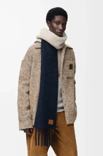 Sciarpa in misto alpaca e lana Blu navy/Sabbia