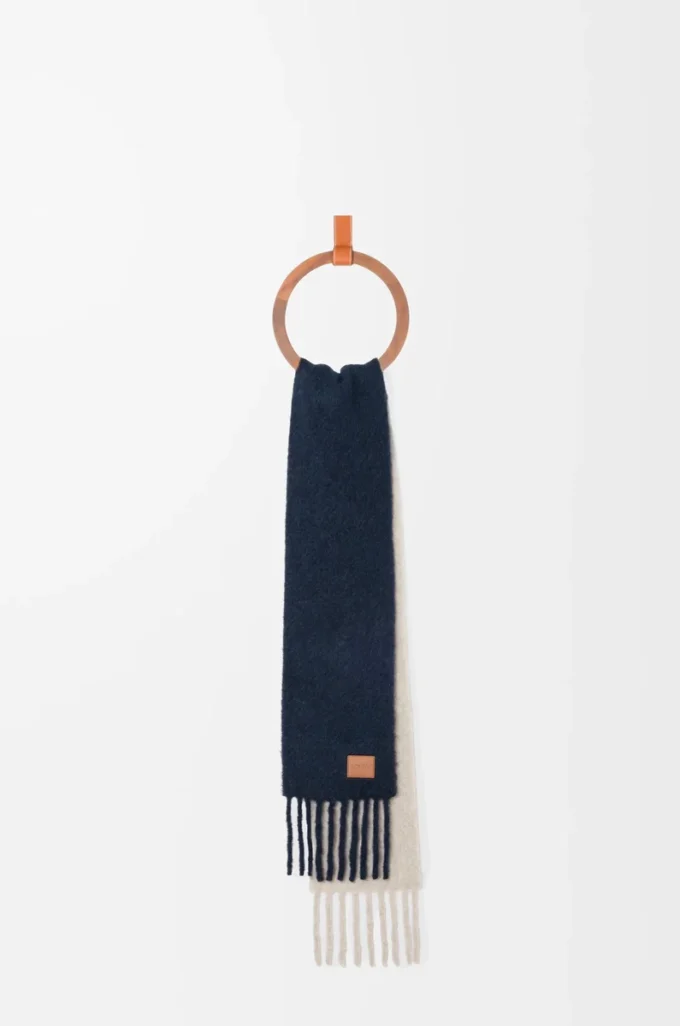 Sciarpa in misto alpaca e lana Blu navy/Sabbia