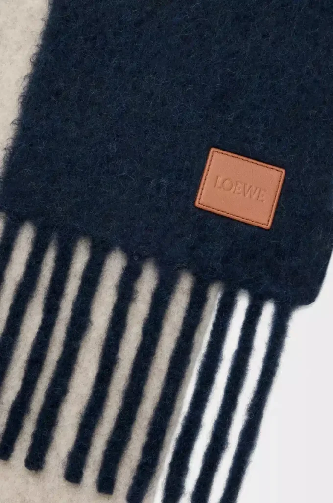 Sciarpa in misto alpaca e lana Blu navy/Sabbia