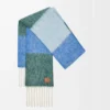Sciarpa in misto alpaca e lana blu/verde