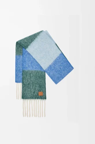 Sciarpa in misto alpaca e lana blu/verde