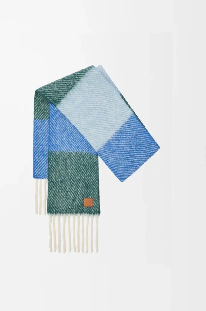 Sciarpa in misto alpaca e lana blu/verde