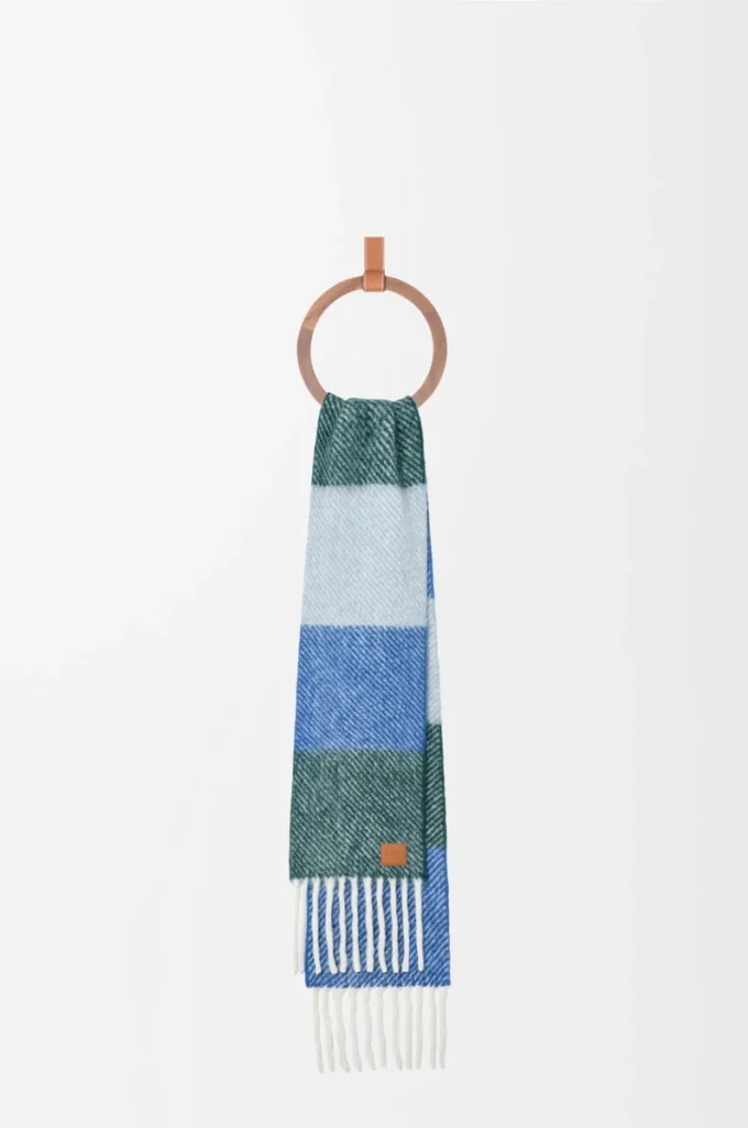 Sciarpa in misto alpaca e lana blu/verde