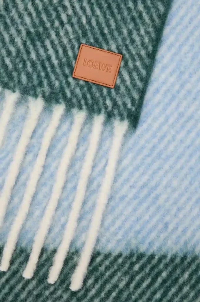 Sciarpa in misto alpaca e lana blu/verde