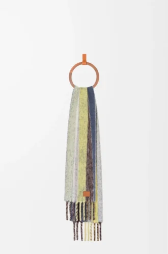 Sciarpa in misto alpaca e lana giallo/blu navy