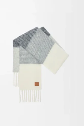 Sciarpa in misto alpaca e lana Grigio/Bianco