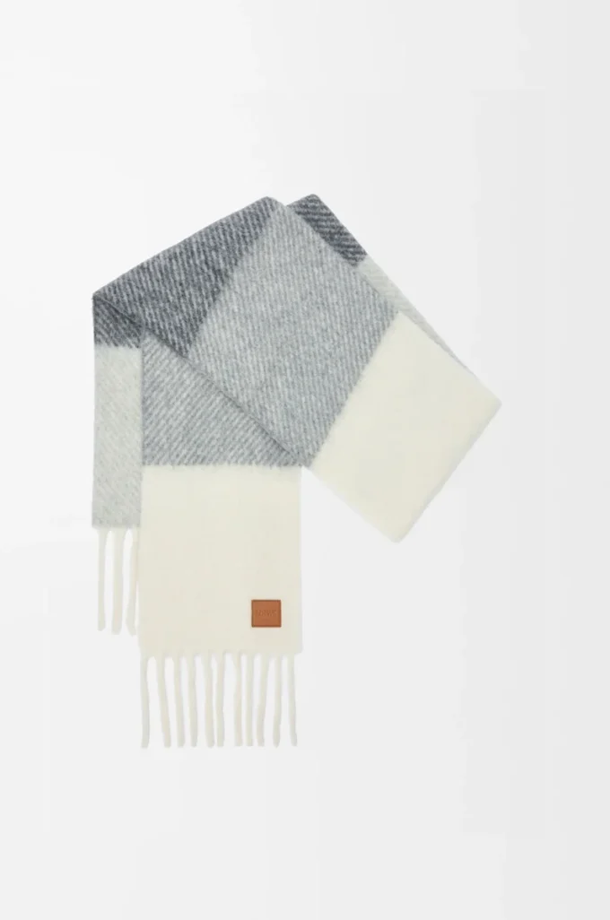 Sciarpa in misto alpaca e lana Grigio/Bianco