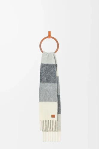Sciarpa in misto alpaca e lana Grigio/Bianco