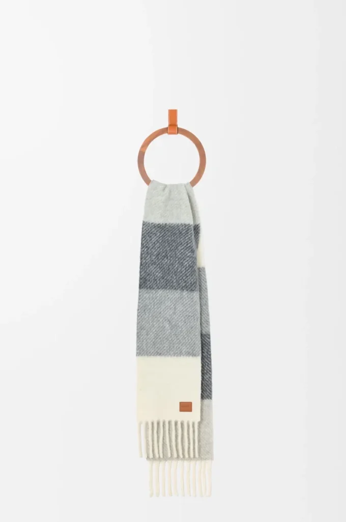 Sciarpa in misto alpaca e lana Grigio/Bianco