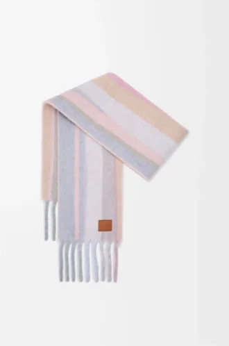 Sciarpa in misto alpaca e lana Light Blue/Pink/Sandstone