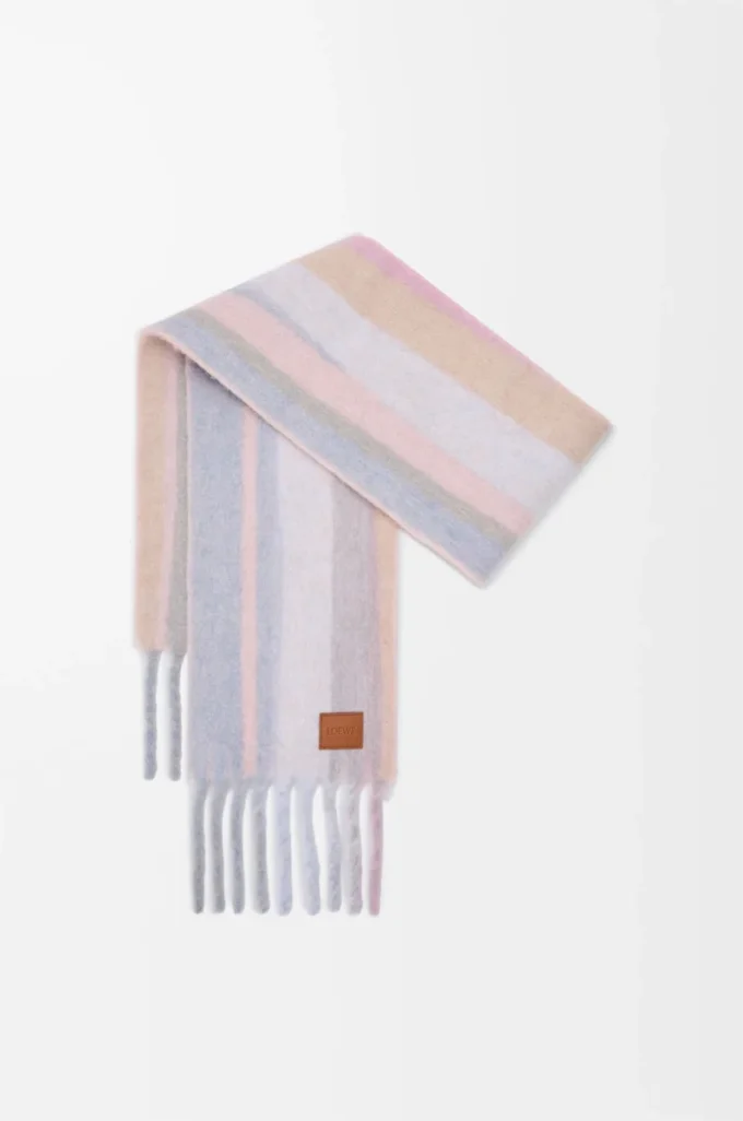 Sciarpa in misto alpaca e lana Light Blue/Pink/Sandstone