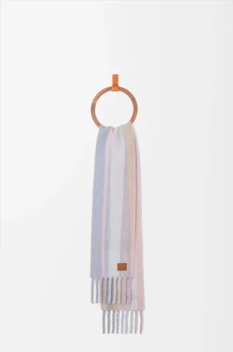 Sciarpa in misto alpaca e lana Light Blue/Pink/Sandstone