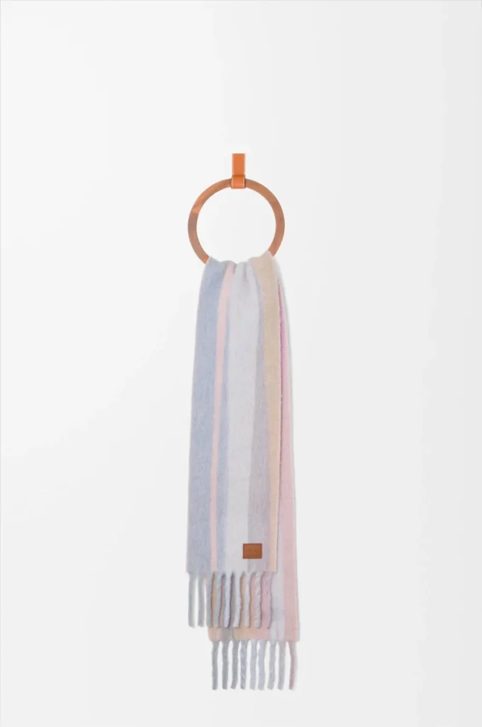 Sciarpa in misto alpaca e lana Light Blue/Pink/Sandstone