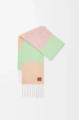 Sciarpa in misto alpaca e lana Pesca/Matcha/Rosa