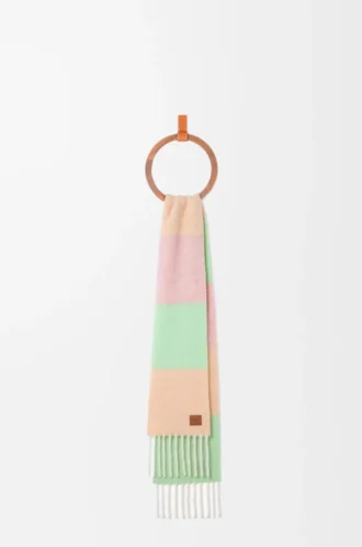 Sciarpa in misto alpaca e lana Pesca/Matcha/Rosa