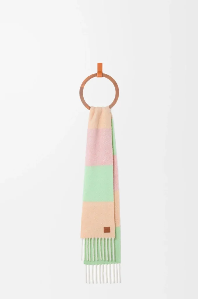 Sciarpa in misto alpaca e lana Pesca/Matcha/Rosa