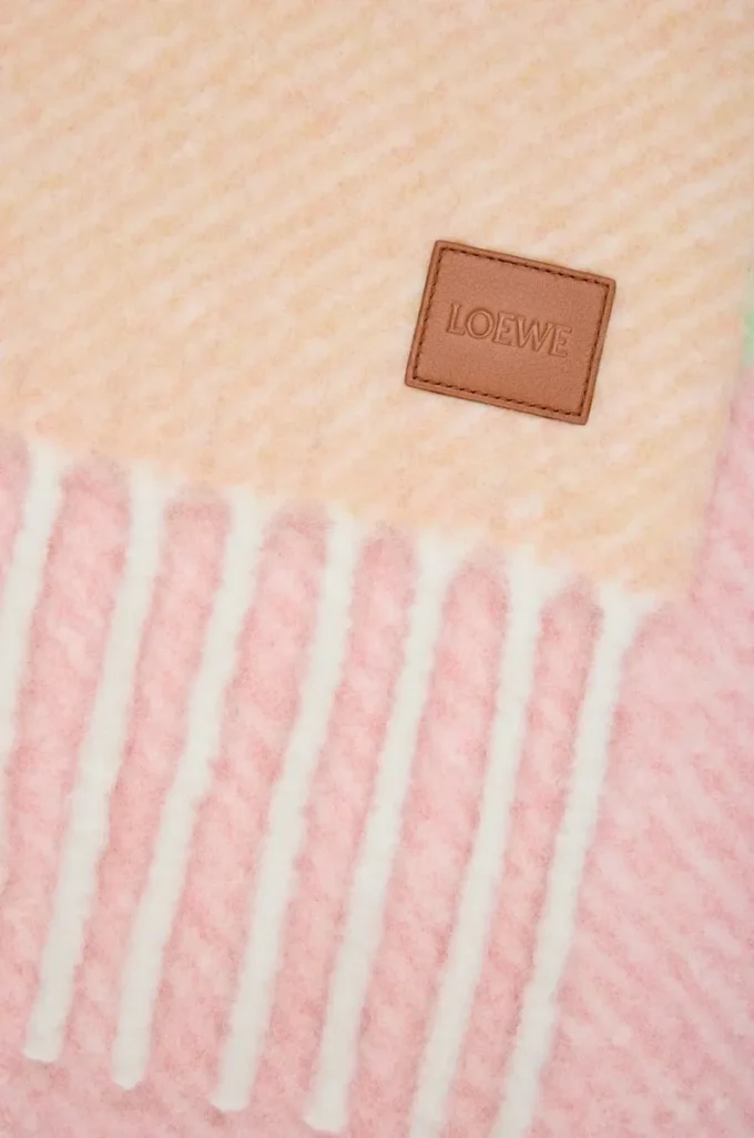 Sciarpa in misto alpaca e lana Pesca/Matcha/Rosa