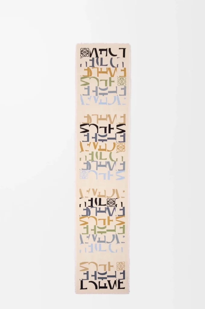 Sciarpa in misto lana, seta e cashmere Multicolore/Caramello
