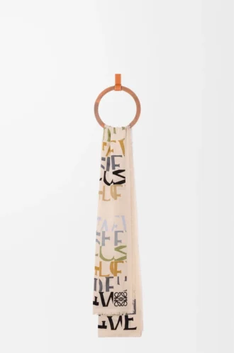 Sciarpa in misto lana, seta e cashmere Multicolore/Caramello