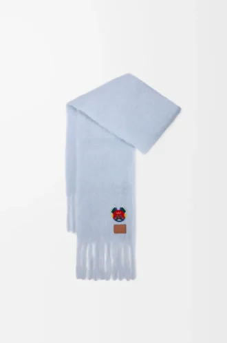 Sciarpa in misto mohair e lana Azzurro