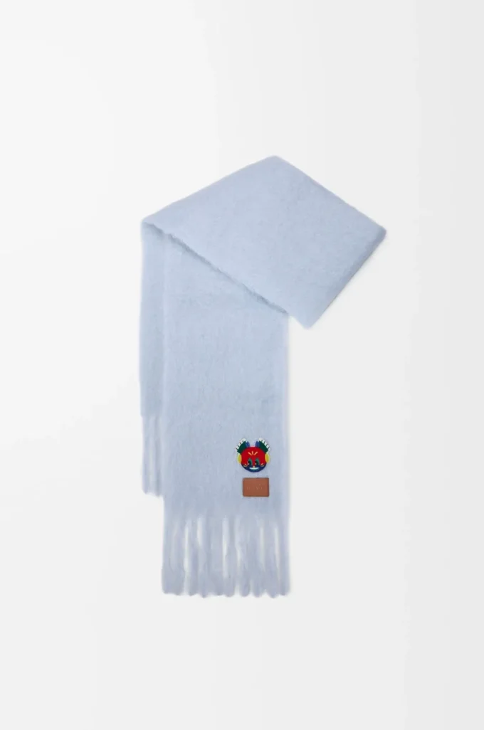 Sciarpa in misto mohair e lana Azzurro