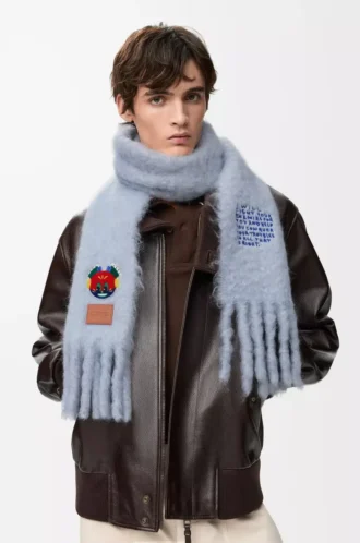 Sciarpa in misto mohair e lana Azzurro