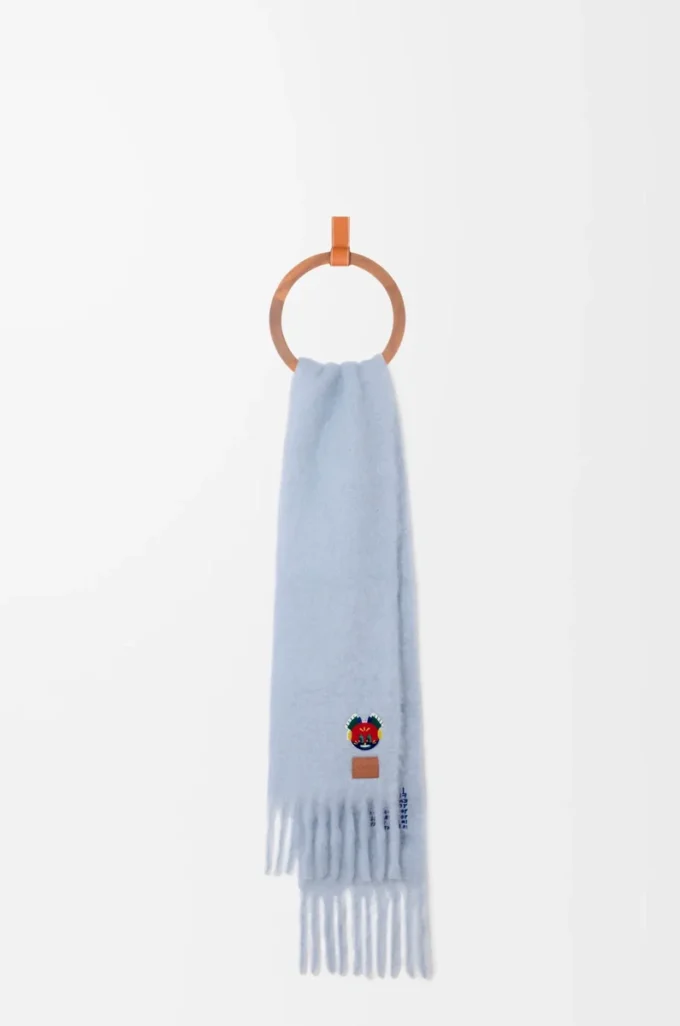 Sciarpa in misto mohair e lana Azzurro