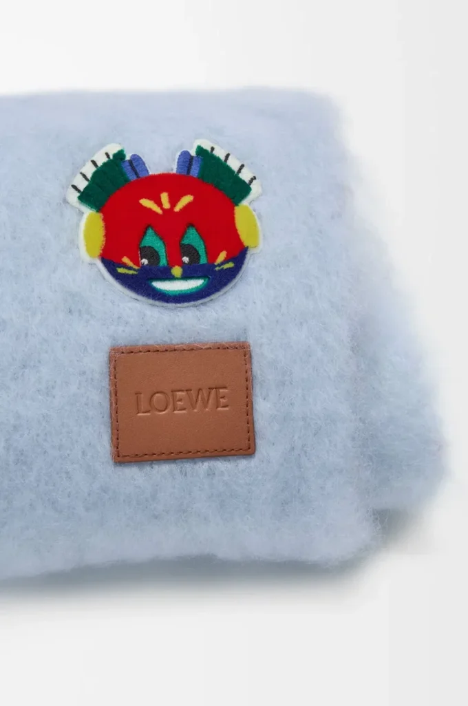 Sciarpa in misto mohair e lana Azzurro