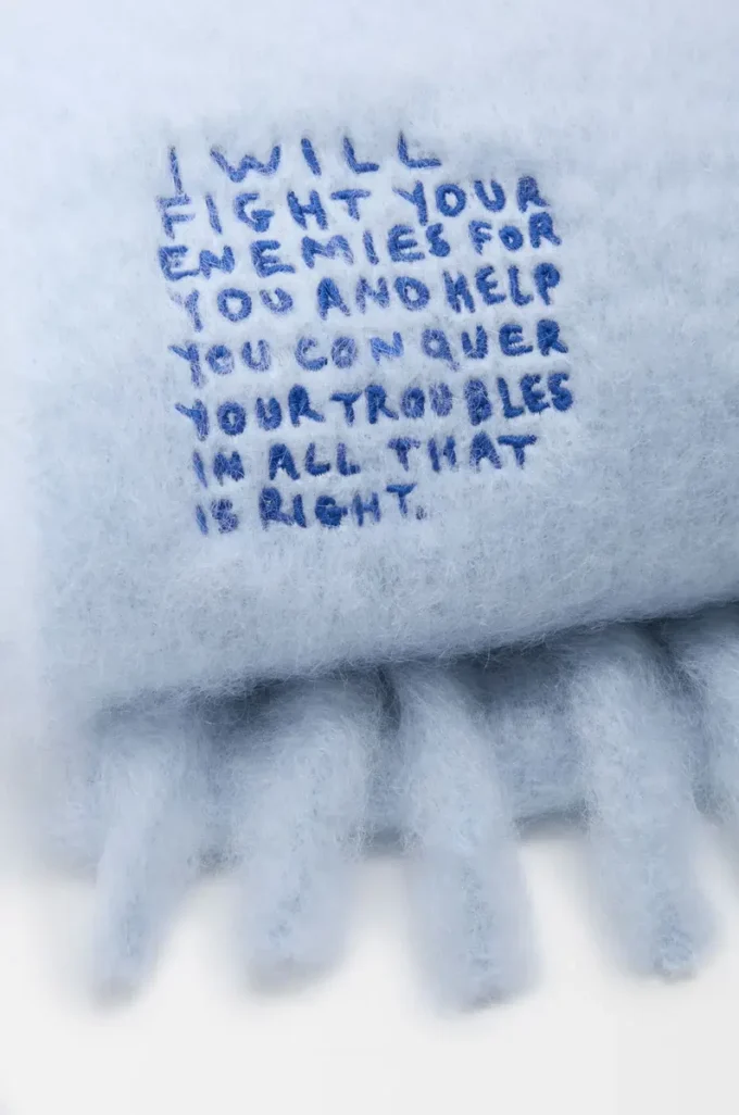 Sciarpa in misto mohair e lana Azzurro