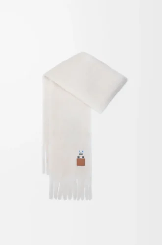 Sciarpa in misto mohair e lana Bianco