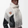 Sciarpa in misto mohair e lana Bianco