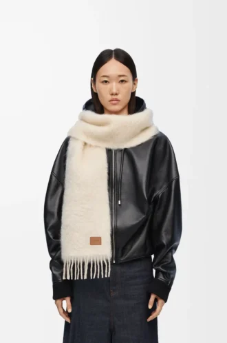 Sciarpa in misto mohair e lana Bianco