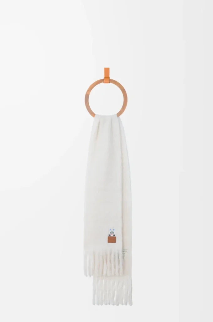 Sciarpa in misto mohair e lana Bianco