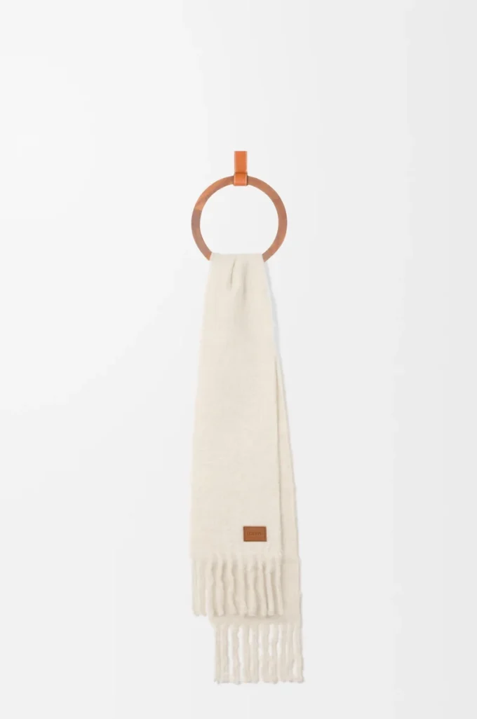 Sciarpa in misto mohair e lana Bianco