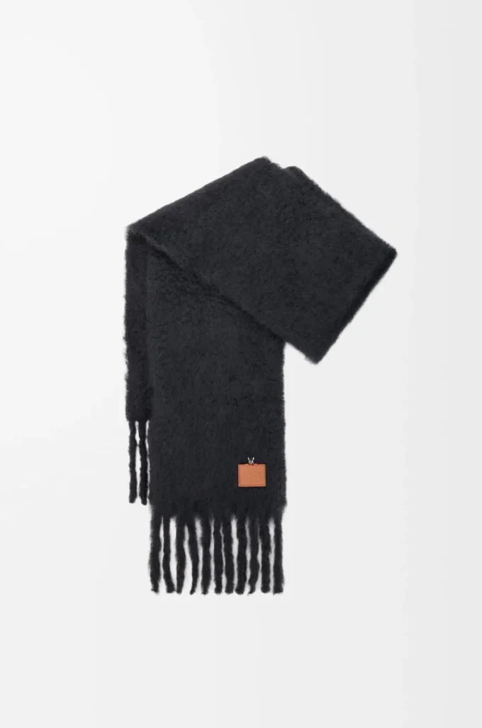 Sciarpa in misto mohair e lana Nero
