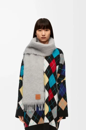Sciarpa in mohair e lana Grigio chiaro