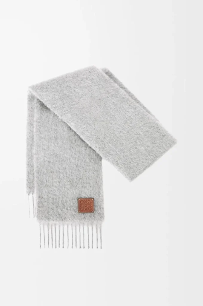Sciarpa in mohair e lana Grigio chiaro