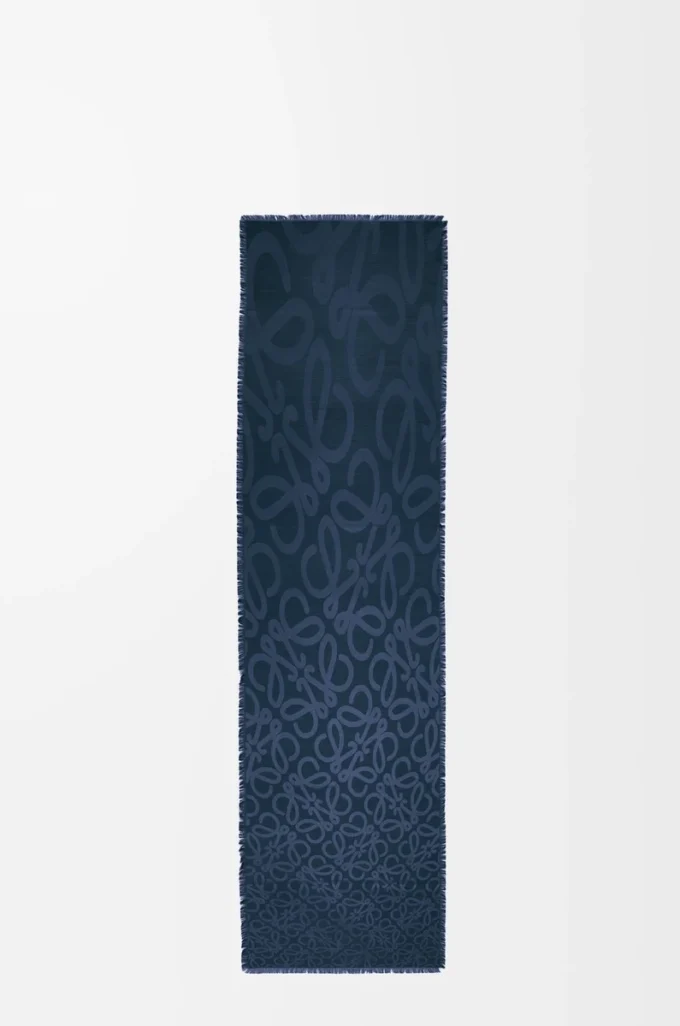 Sciarpa in seta e lana Blu navy