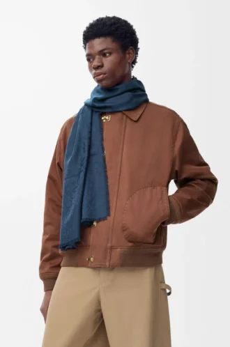 Sciarpa in seta e lana Blu navy