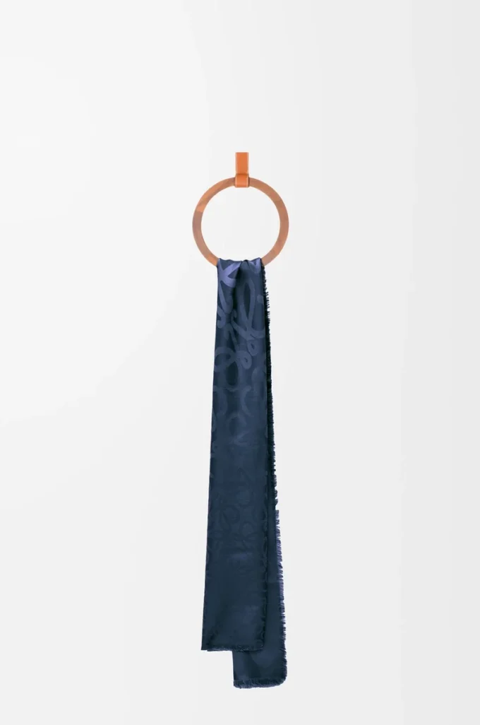 Sciarpa in seta e lana Blu navy