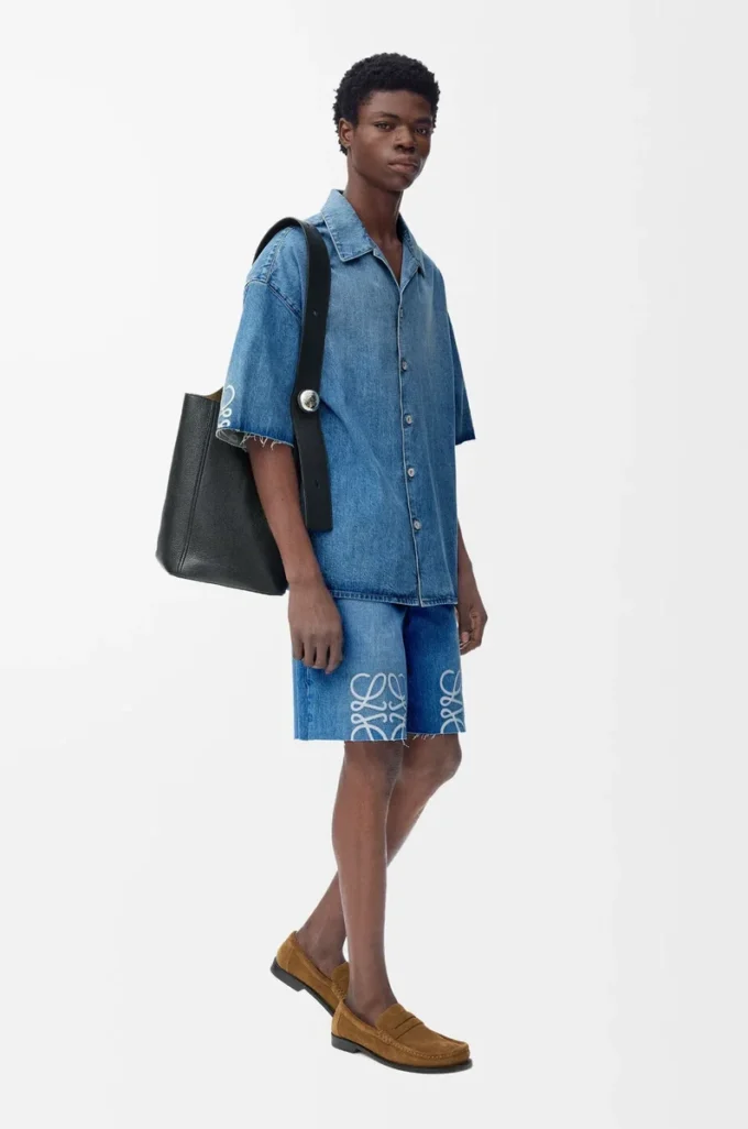 Shorts Anagram in denim Denim lavato Shorts Anagram in denim Denim lavato