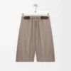 Shorts con cintura in lana beige melange