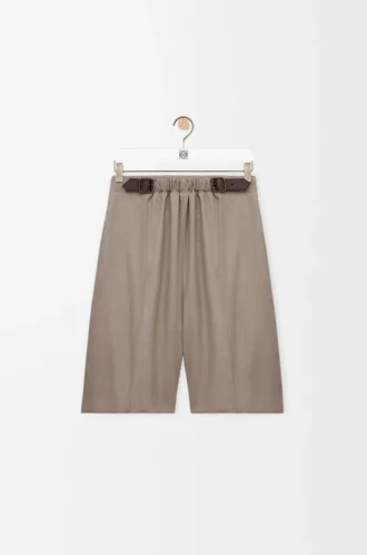 Shorts con cintura in lana beige melange Shorts con cintura in lana beige melange
