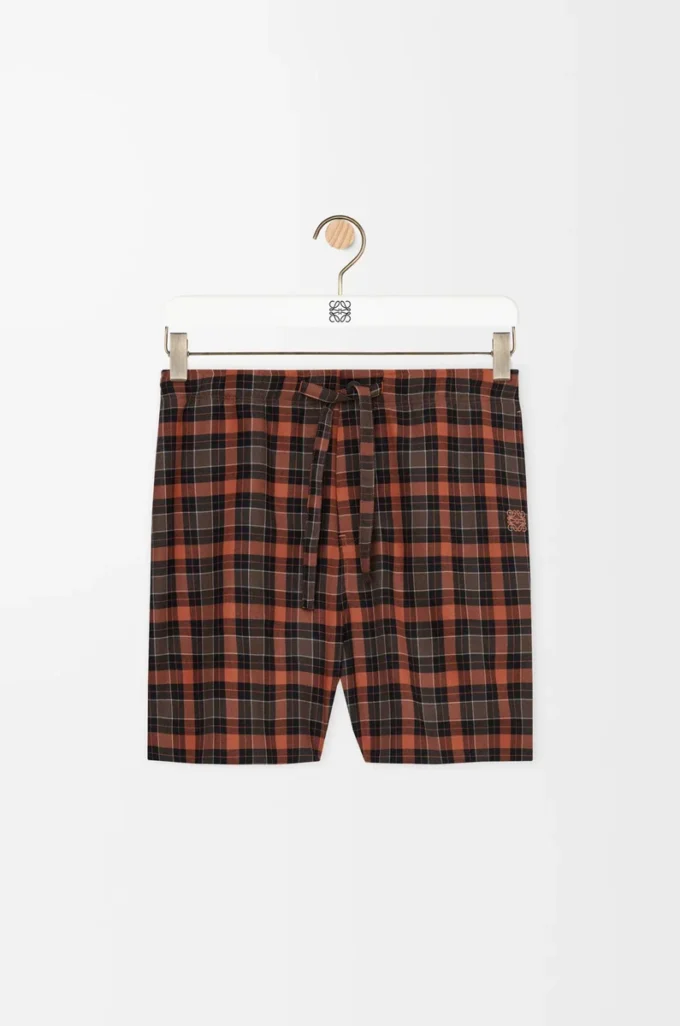 Shorts in misto lana arancione/nero