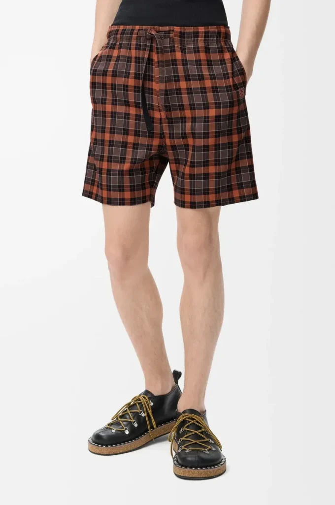 Shorts in misto lana arancione/nero