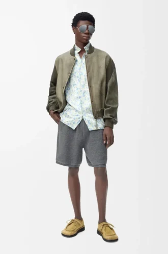 Shorts in misto lana Grigio melange/Bianco