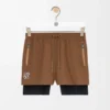 Shorts performanti in tessuto tecnico color caramello Shorts performanti in tessuto tecnico color caramello