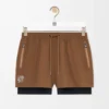 Shorts performanti in tessuto tecnico color caramello