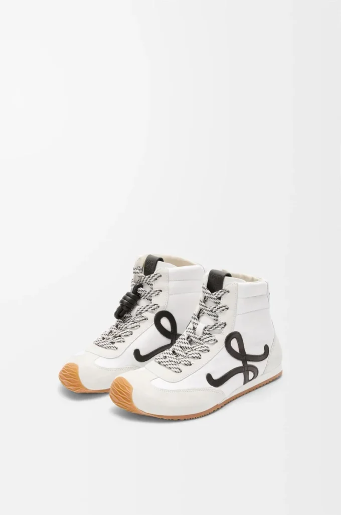 Sneaker alta Ballet Runner 2.0 in nylon e pelle di vitello Bianco/Nero